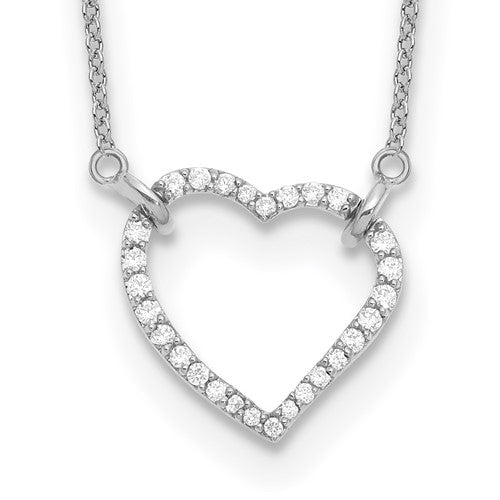 LGWN 14k White Gold 1/5 carat Lab Grown Diamond VS/SI+ G+ Complete 18 inch Heart Necklace