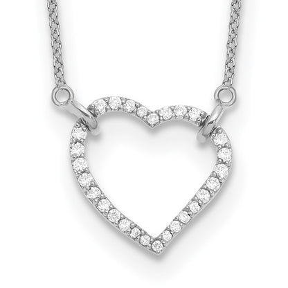 LGWN 14k White Gold 1/5 carat Lab Grown Diamond VS/SI+ G+ Complete 18 inch Heart Necklace