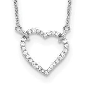 LGWN 14k White Gold 1/5 carat Lab Grown Diamond VS/SI+ G+ Complete 18 inch Heart Necklace