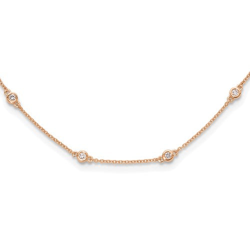 LGYN 14K Rose Gold 1/2 carat Lab Grown Diamond VS+ F+ Complete 18 Station 18 in Necklace