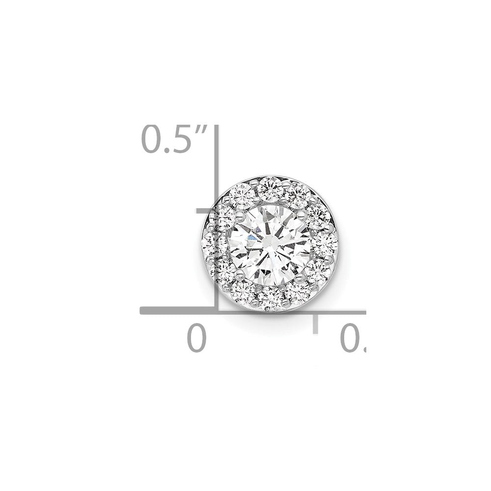 LGGP 14k White Gold 3/4 carat Lab Grown Diamond VS/SI+ G+ Round Complete Halo Chain Slide Pendant