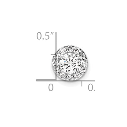 LGGP 14k White Gold 3/4 carat Lab Grown Diamond VS/SI+ G+ Round Complete Halo Chain Slide Pendant