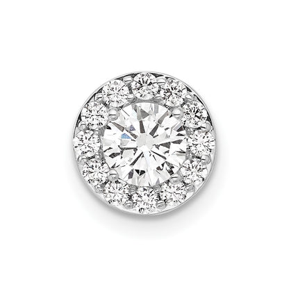 LGGP 14k White Gold 3/4 carat Lab Grown Diamond VS/SI+ G+ Round Complete Halo Chain Slide Pendant