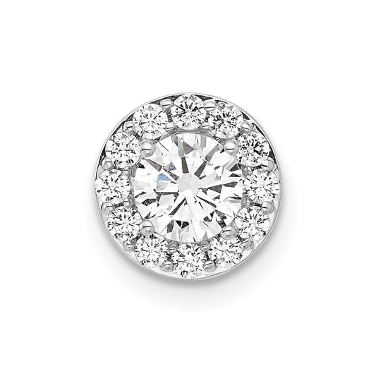 LGGP 14k White Gold 3/4 carat Lab Grown Diamond VS/SI+ G+ Round Complete Halo Chain Slide Pendant