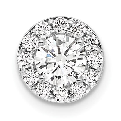 LGGP 14k White Gold 3/4 carat Lab Grown Diamond VS/SI+ G+ Round Complete Halo Chain Slide Pendant