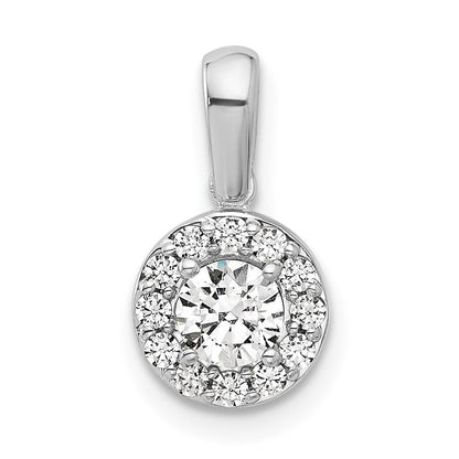 LGGP 14k White Gold 1/2 carat Lab Grown Diamond VS/SI+ G+ Round Complete Halo Pendant
