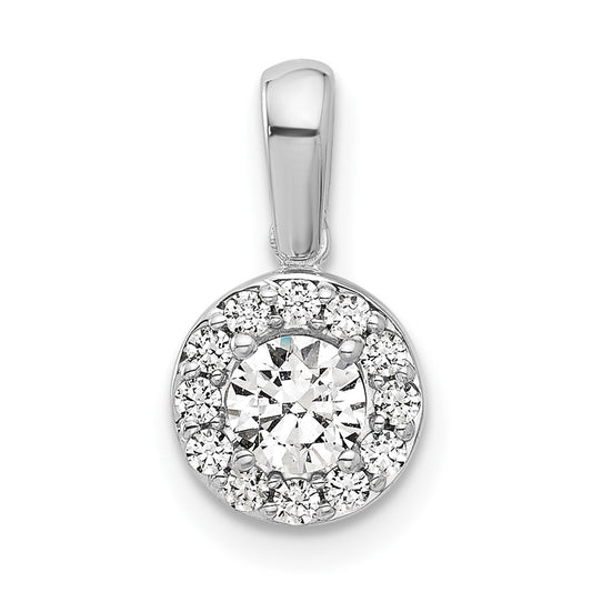 LGGP 14k White Gold 1/2 carat Lab Grown Diamond VS/SI+ G+ Round Complete Halo Pendant