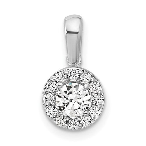 LGGP 14k White Gold 1/2 carat Lab Grown Diamond VS/SI+ G+ Round Complete Halo Pendant