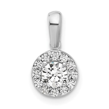 LGGP 14k White Gold 1/2 carat Lab Grown Diamond VS/SI+ G+ Round Complete Halo Pendant