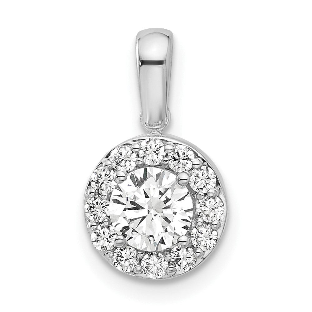 LGWP 14k White Gold 3/4 carat Lab Grown Diamond VS/SI+ G+ Round Complete Halo Pendant