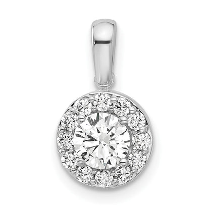 LGWP 14k White Gold 3/4 carat Lab Grown Diamond VS/SI+ G+ Round Complete Halo Pendant