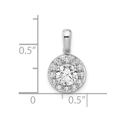 LGGP 14k White Gold 1 carat Lab Grown Diamond VS/SI+ G+ Round Complete Halo Pendant