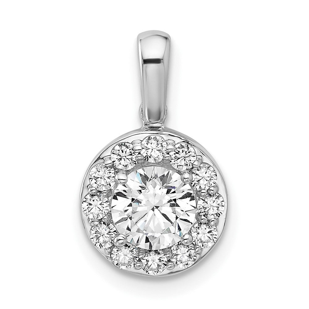 LGGP 14k White Gold 1 carat Lab Grown Diamond VS/SI+ G+ Round Complete Halo Pendant