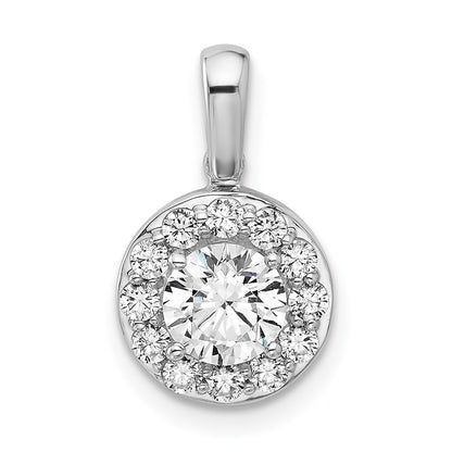 LGGP 14k White Gold 1 carat Lab Grown Diamond VS/SI+ G+ Round Complete Halo Pendant