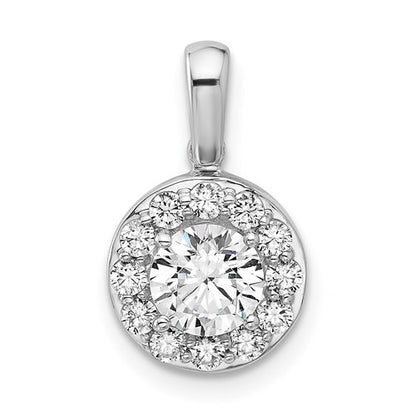 LGGP 14k White Gold 1 carat Lab Grown Diamond VS/SI+ G+ Round Complete Halo Pendant