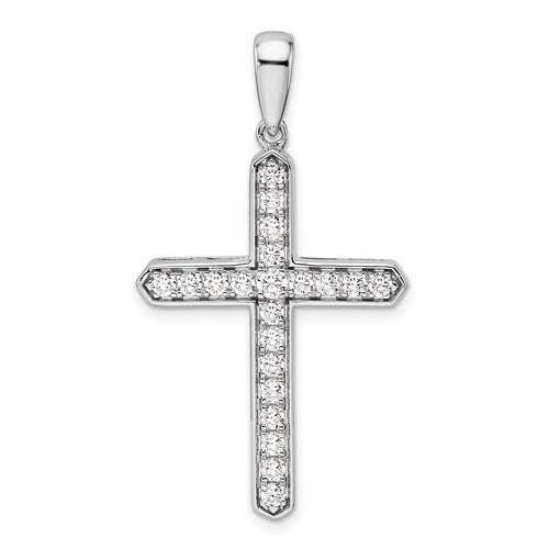 LGWP 14k White Gold 3/4 carat Lab Grown Diamond VS/SI+ G+ Complete Cross Pendant