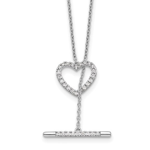 LGWN 14kw 1/3 carat Lab Grown Diamond VS/SI+ G+ Complete 20 inch Heart Toggle Necklace