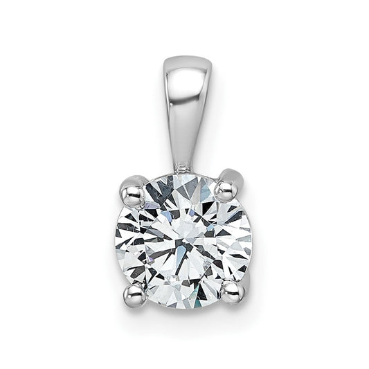 LGWP 14k White Gold 1 carat Lab Grown Diamond VS+ F+ Round Complete Four Prong Pendant