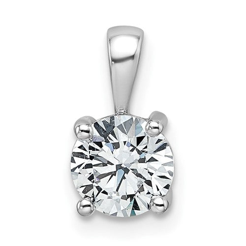 LGWP 14k White Gold 1 carat Lab Grown Diamond VS+ F+ Round Complete Four Prong Pendant