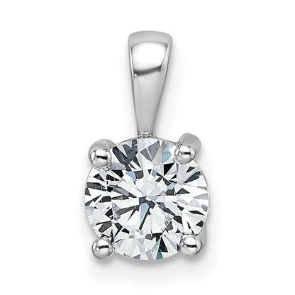 LGWP 14k White Gold 1 carat Lab Grown Diamond VS+ F+ Round Complete Four Prong Pendant