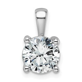 LGWP 14k White Gold 2 carat Lab Grown Diamond VS+ F+ Round Complete Four Prong Pendant