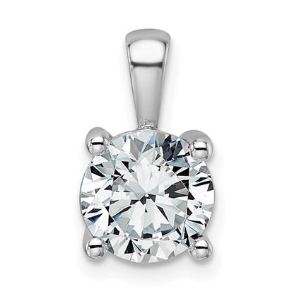 LGWP 14k White Gold 2 carat Lab Grown Diamond VS+ F+ Round Complete Four Prong Pendant