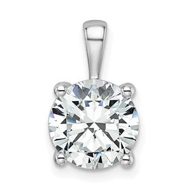 LGWP 14k White Gold 3 carat Lab Grown Diamond VS/SI+ G+ Round Complete Four Prong Pendant