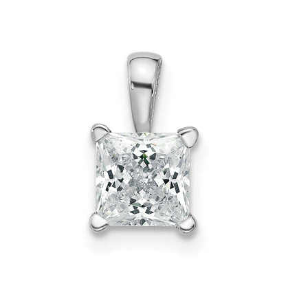 LGWP 14k White Gold 1 carat Lab Grown Diamond VS/SI+ G+ Princess Complete Four Prong Pendant