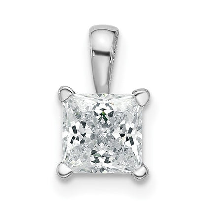LGWP 14k White Gold 1 carat Lab Grown Diamond VS/SI+ G+ Princess Complete Four Prong Pendant