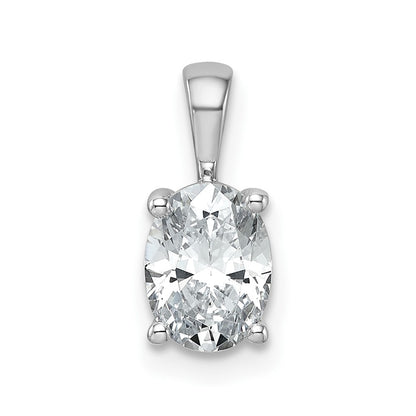 LGWP 14k White Gold 1 carat Lab Grown Diamond VS+ F+ Oval Complete Four Prong Pendant