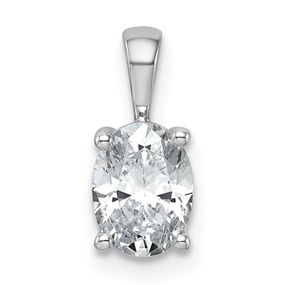 LGWP 14k White Gold 1 carat Lab Grown Diamond VS+ F+ Oval Complete Four Prong Pendant