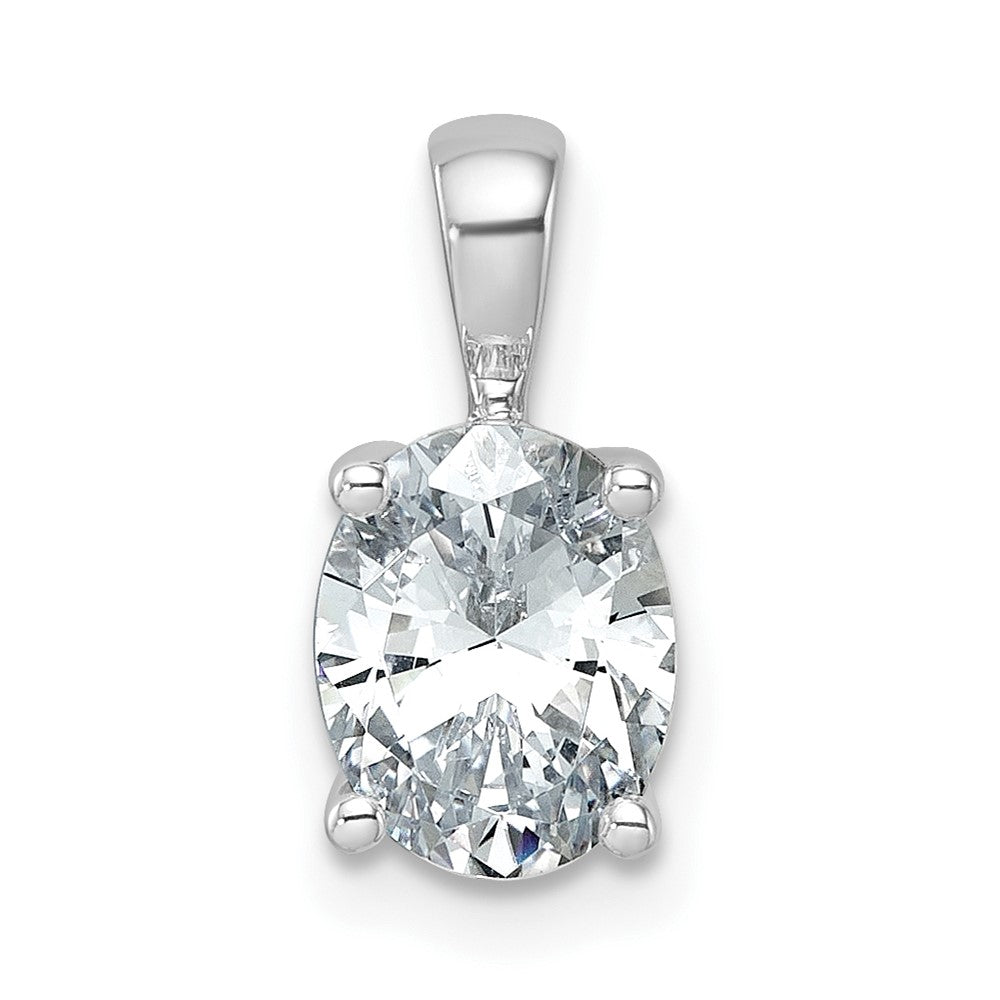 LGWP 14k White Gold 1 1/2 carat Lab Grown Diamond VS/SI+ G+ Oval Complete Four Prong Pendant
