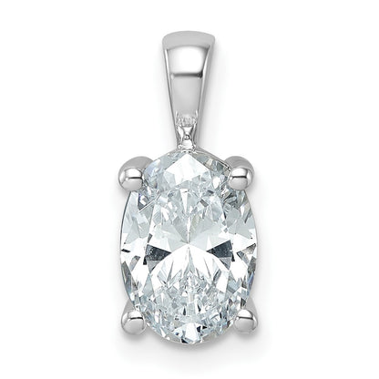 LGWP 14k White Gold 2 carat Lab Grown Diamond VS+ F+ Oval Complete Four Prong Pendant