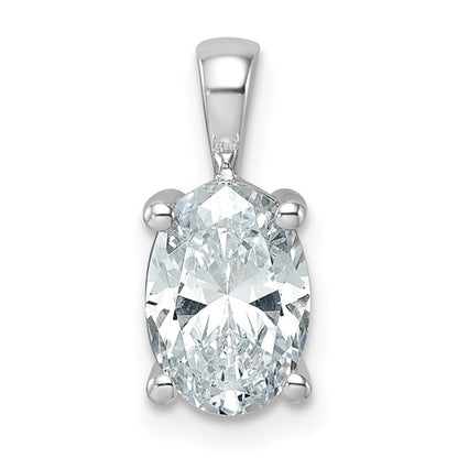 LGWP 14k White Gold 2 carat Lab Grown Diamond VS+ F+ Oval Complete Four Prong Pendant