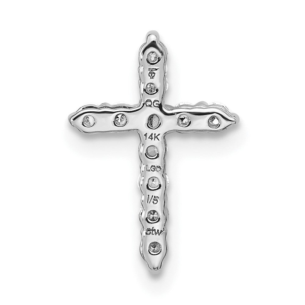 LGGC 14k White Gold 1/5 carat Lab Grown Diamond VS/SI+ G+ Complete Cross Chain Slide Pendant