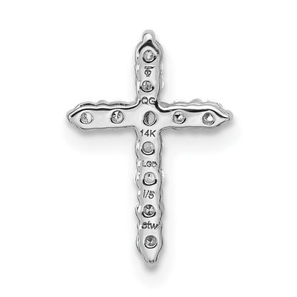 LGGC 14k White Gold 1/5 carat Lab Grown Diamond VS/SI+ G+ Complete Cross Chain Slide Pendant