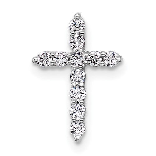 LGGC 14k White Gold 1/5 carat Lab Grown Diamond VS/SI+ G+ Complete Cross Chain Slide Pendant