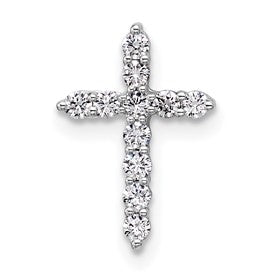 LGGC 14k White Gold 1/5 carat Lab Grown Diamond VS/SI+ G+ Complete Cross Chain Slide Pendant