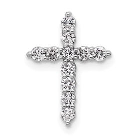 LGGC 14k White Gold 1/3 carat Lab Grown Diamond VS/SI+ G+ Complete Cross Chain Slide Pendant