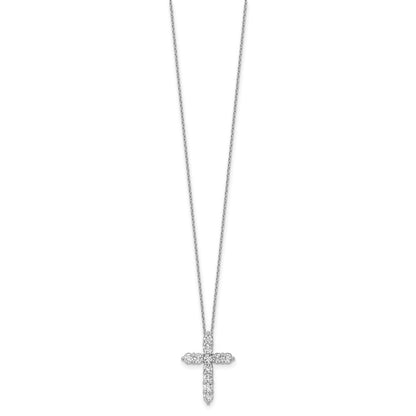 LGGC 14k White Gold 1 carat Lab Grown Diamond VS/SI+ G+ Complete 18 inch Cross Pendant Necklace