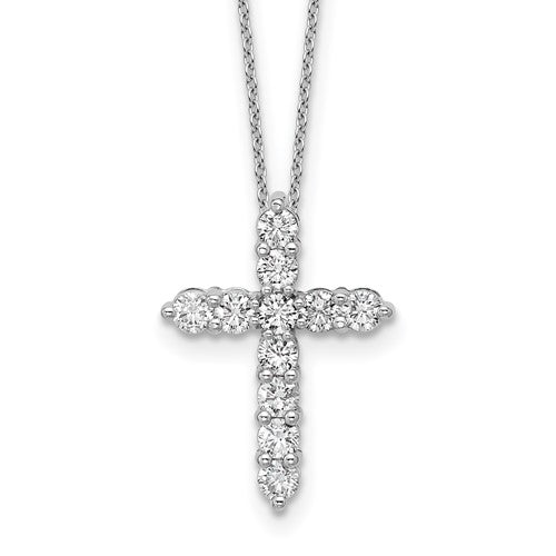 LGGC 14k White Gold 1 carat Lab Grown Diamond VS/SI+ G+ Complete 18 inch Cross Pendant Necklace