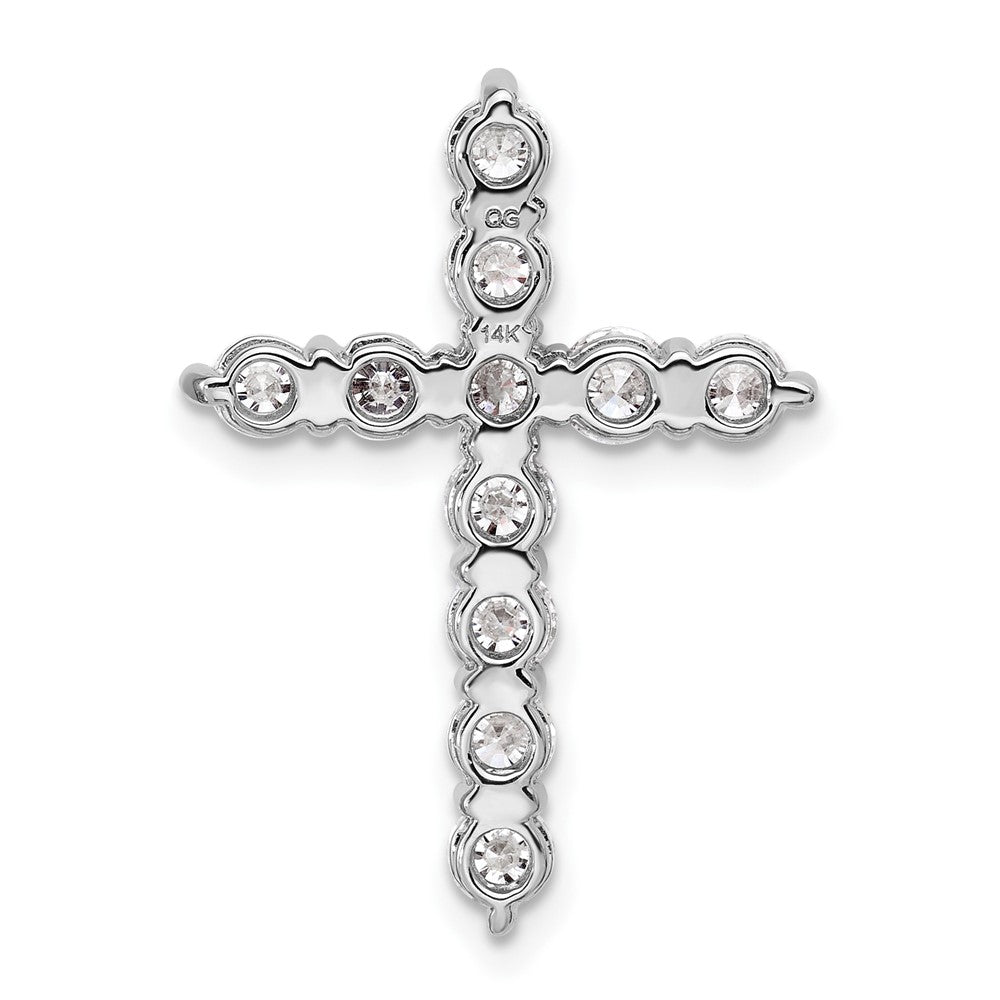 LGGC 14k White Gold 1 1/2 carat Lab Grown Diamond VS/SI+ G+ Complete Cross Chain Slide Pendant