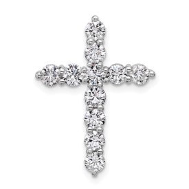 LGGC 14k White Gold 1 1/2 carat Lab Grown Diamond VS/SI+ G+ Complete Cross Chain Slide Pendant