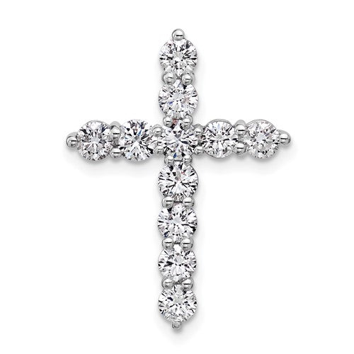 LGGC 14k White Gold 1 1/2 carat Lab Grown Diamond VS/SI+ G+ Complete Cross Chain Slide Pendant