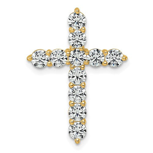 14k 2 carat Lab Grown Diamond VS/SI+ G+ Complete Cross Chain Slide Pendant