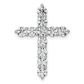 LGWP 14k White Gold 3 carat Lab Grown Diamond VS/SI+ G+ Complete Cross Chain Slide Pendant