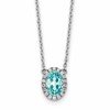 LGWN Pure Serenity 14k White Gold 1/8 carat Lab Grown Diamond VS/SI+ G+ and Lab Created Paraiba 18 inch Oval Halo Pendant Necklace