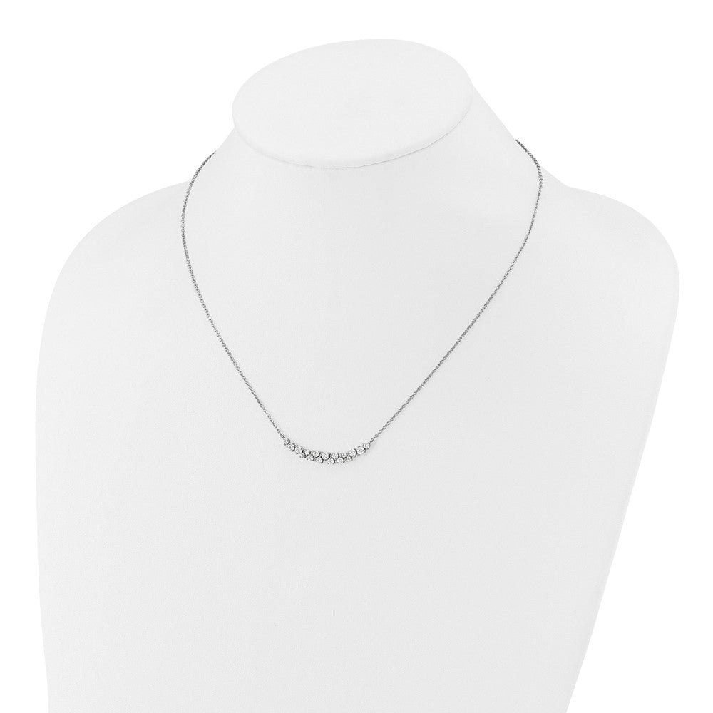 LGWN 14k White Gold 7/8 carat Lab Grown Diamond VS/SI+ G+ Complete 18 inch Fashion Bar Necklace