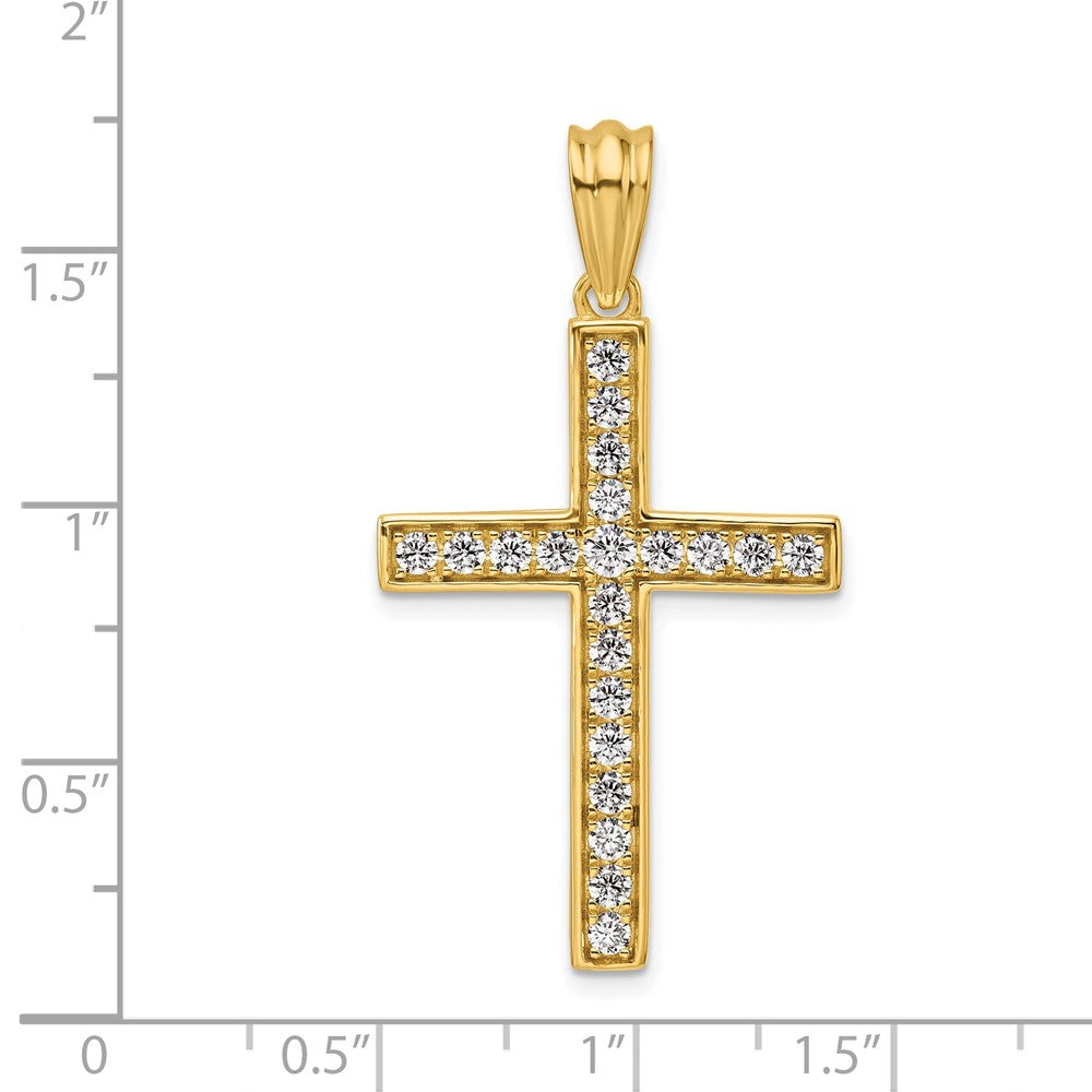 LGYP 14K Yellow Gold 3/4 carat Lab Grown Diamond VS+ F+ Complete Cross Pendant