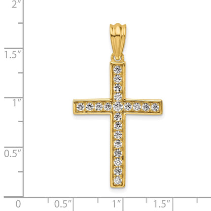 LGYP 14K Yellow Gold 3/4 carat Lab Grown Diamond VS+ F+ Complete Cross Pendant